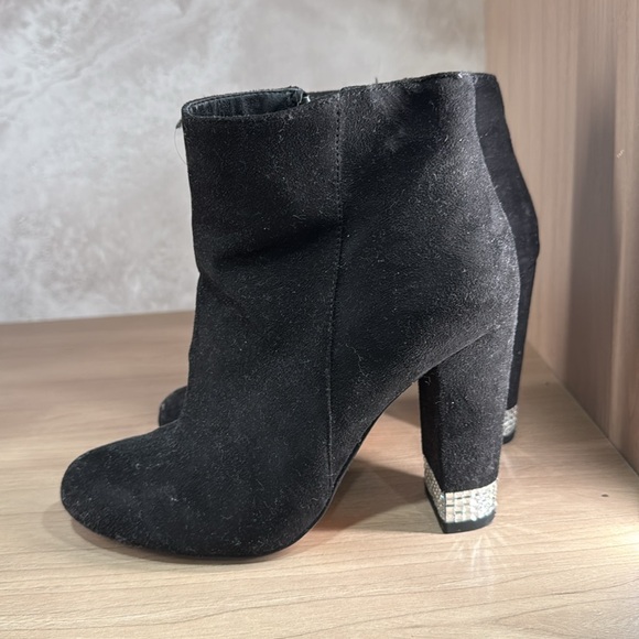 XOXO Rhinestone Velvet Booties - Picture 2 of 5